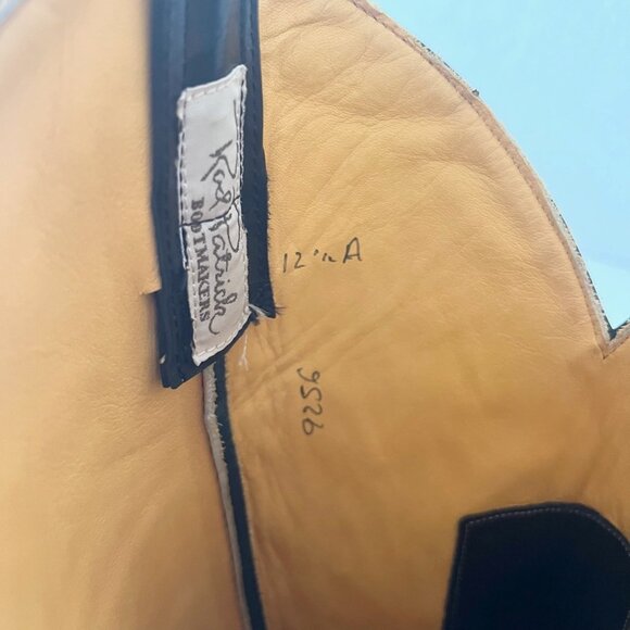 NEW Rod Patrick Mens Cowboy Boots 12.5A Black Caiman Western Square Toe Wing Tip - Picture 9 of 12